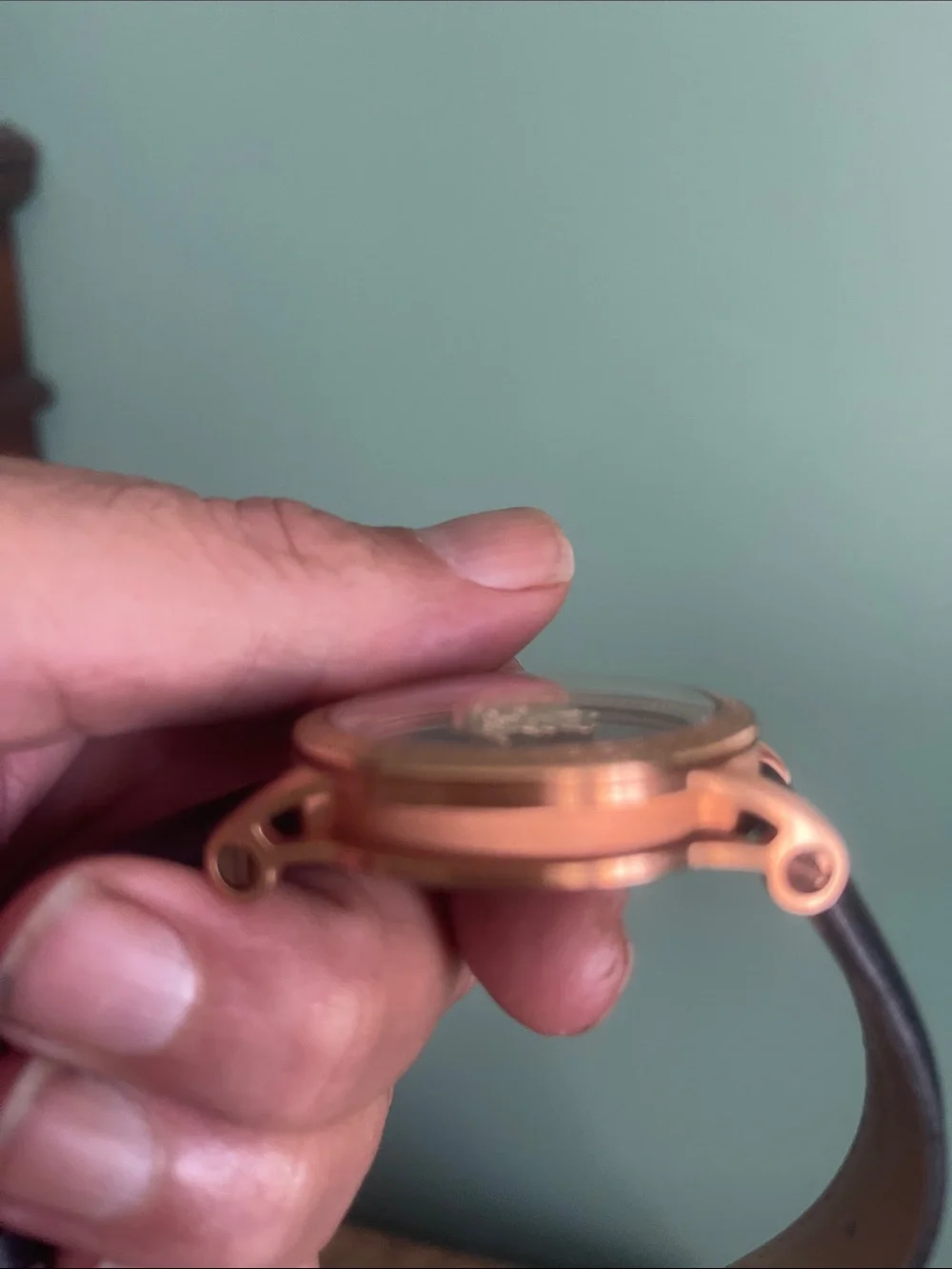 Versace Rose Gold Tone Watch with Black Strap and Medusa Dial
